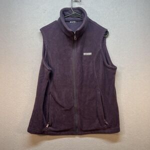 Columbia Vest Womens Medium Purple Fleece Full Zip Pockets Outdoor Warm Soft
